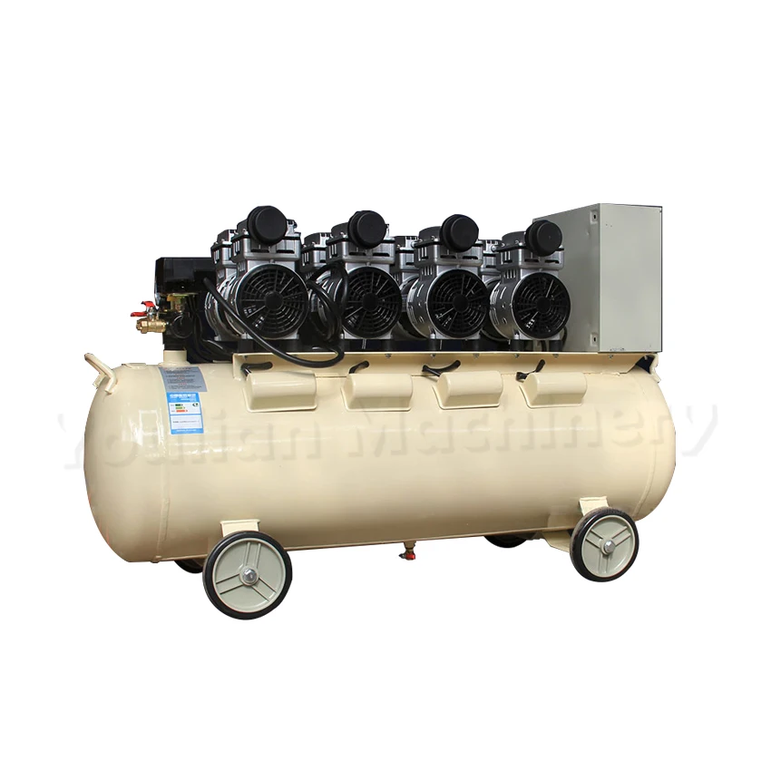 

Electric Piston Air Compressor Motor Machine Portable Small Piston Pump High Pressure Oil Free 500 Liter 10 Bar Milk Yellow 120L