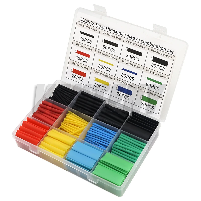 127-750 قطعة أنابيب الانكماش الحراري أنبوب مقاوم للحرارة مجموعة تغليف الانكماش الحراري سلك توصيل كهربائي كابل التغطيه العازل