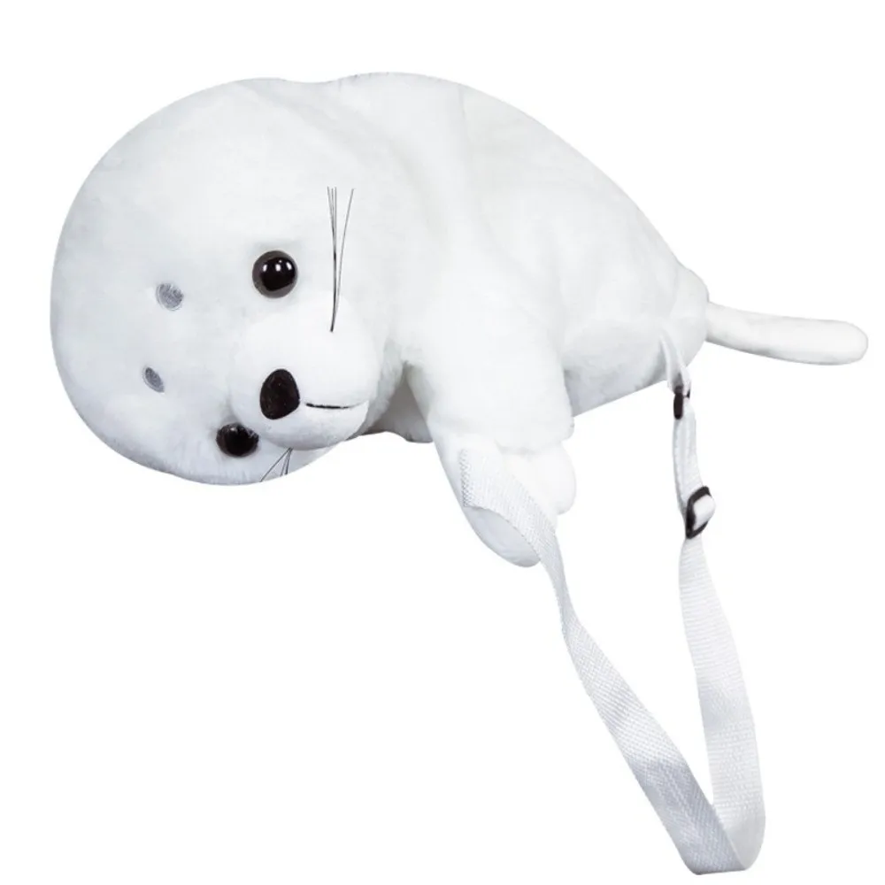 Soft Lying Seal Doll Backpack Cute Cartoon Stuffed School Bag Shoulder Bag Gift