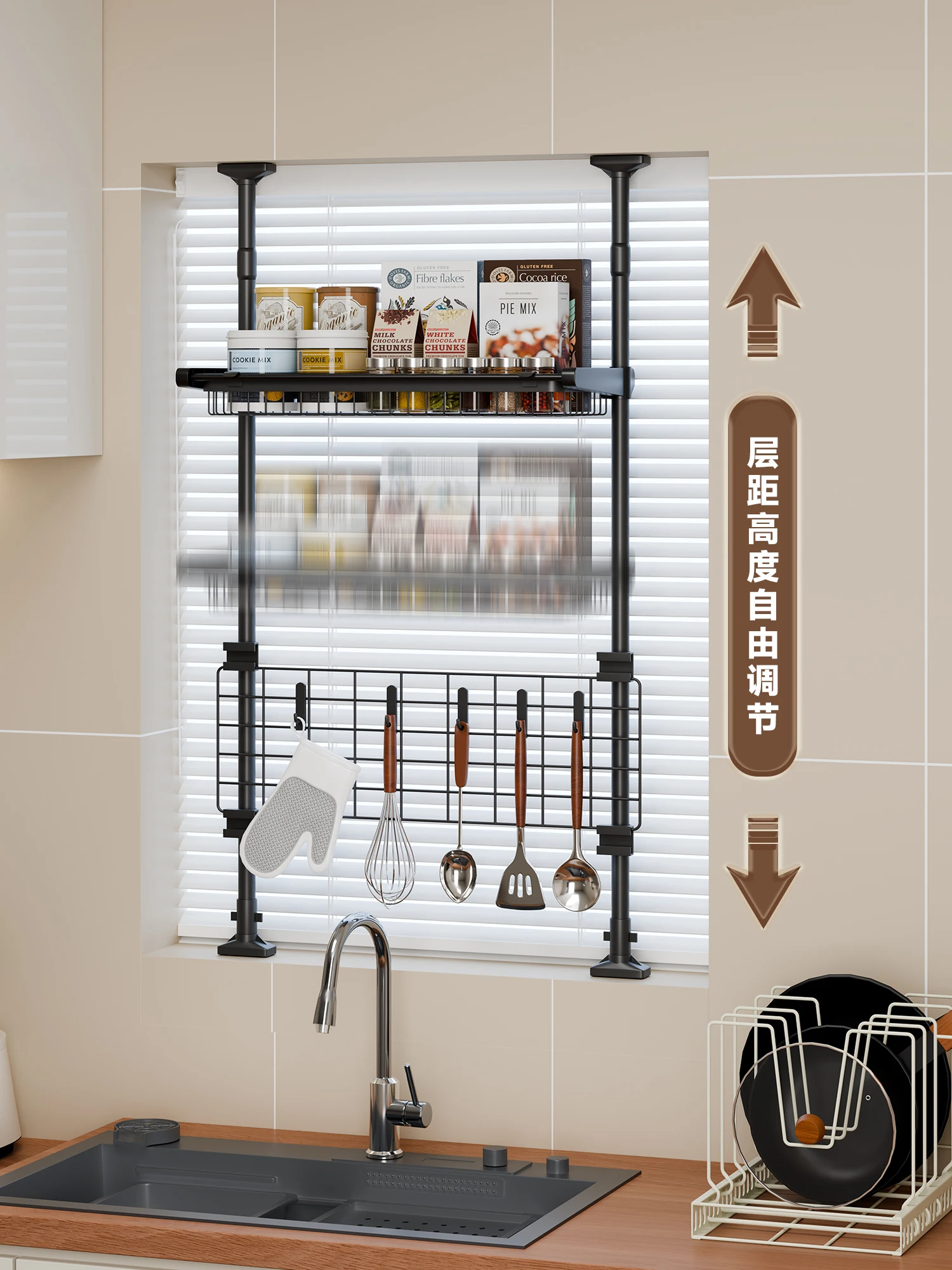 #Kitchen windowsill rack multi-functional storage indomitable sink seasoning pot multi-layer space utilization artifact