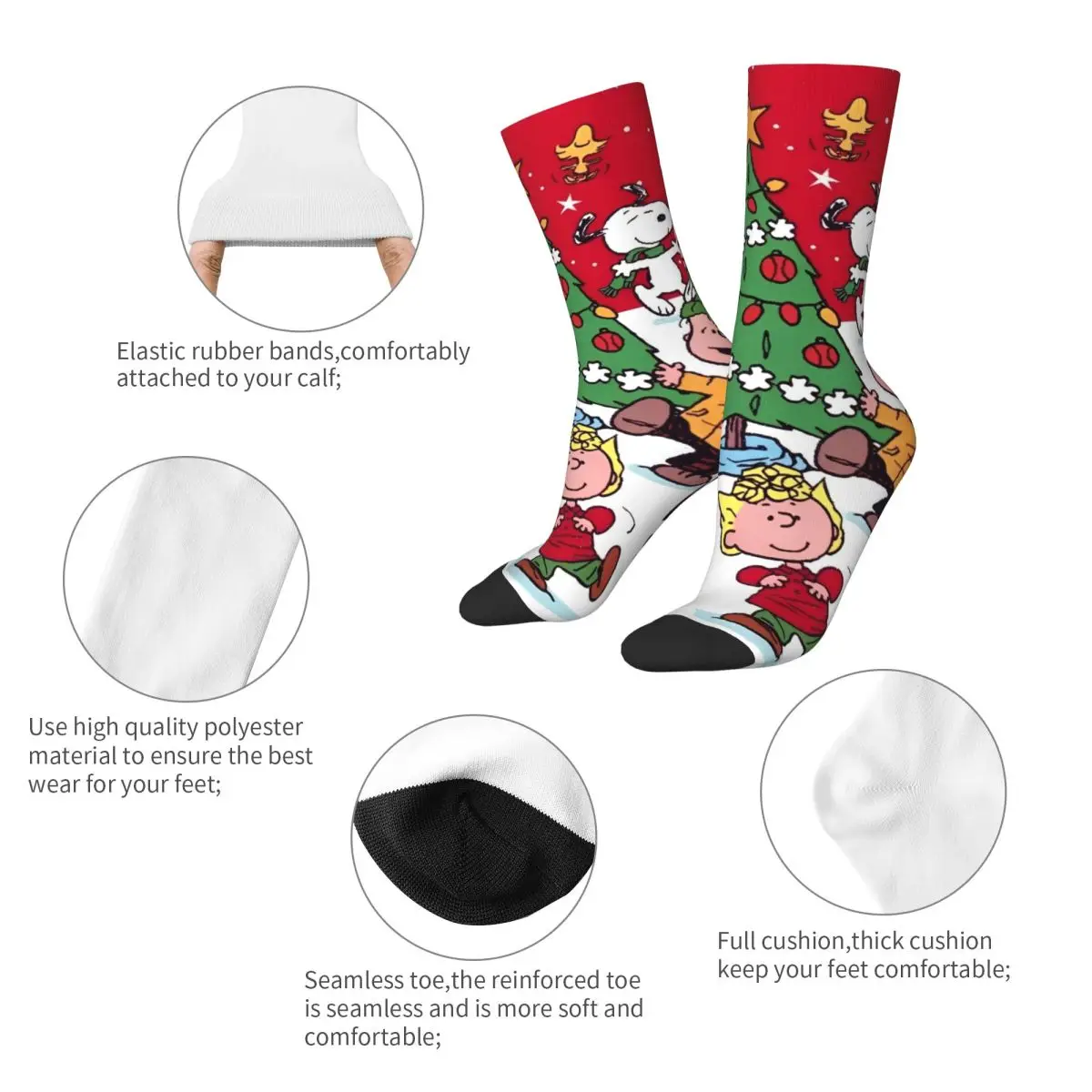 Calcetines de hombre MINISO Sanrio Snoopy medias de Navidad calcetines de invierno de moda de alta calidad calcetines antideslizantes de escalada gráfica