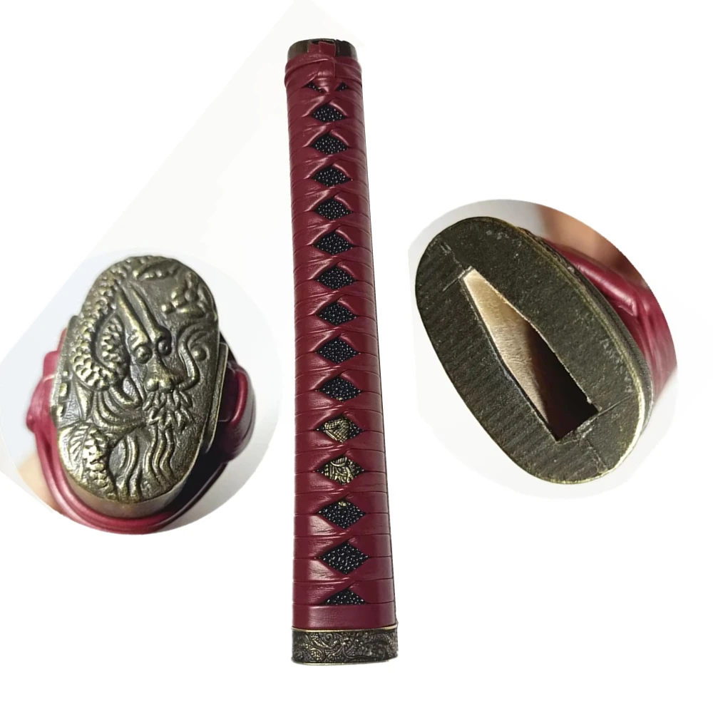 27cm Red leather Tsuka Handle For Japanese Samurai Sword Katana/Wakizashi DIY Fittings