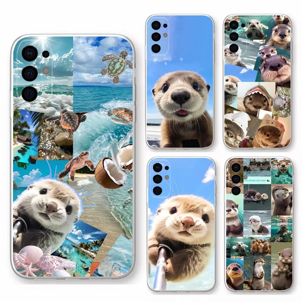 

Animal Cute Sea Otters Phone Case For Samsung S30,S23,S21,S22,S20 Ultra,S20 FE lite,S10,S9,S8PIus Transparent Shell