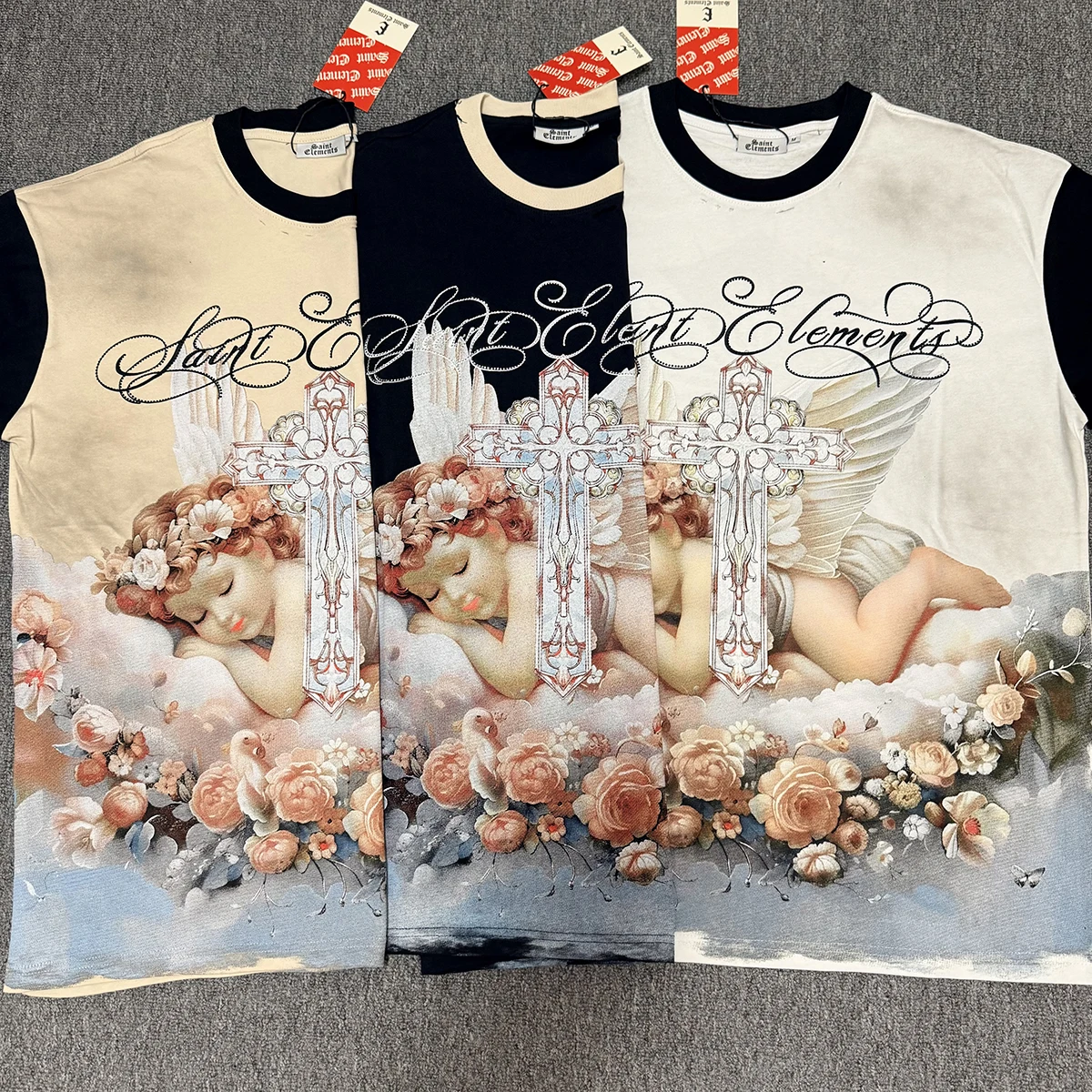 Streetwear Angel Letter Shinning Rhinestone Short Sleeve Tshirts for Men and Women Crew Neck Diamond Cotton Top Tees Oversized