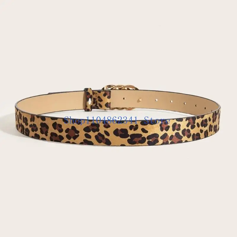 652F Retro Waist Belt Chain for Dress Stage Dancing for Women Girls Leopard Print