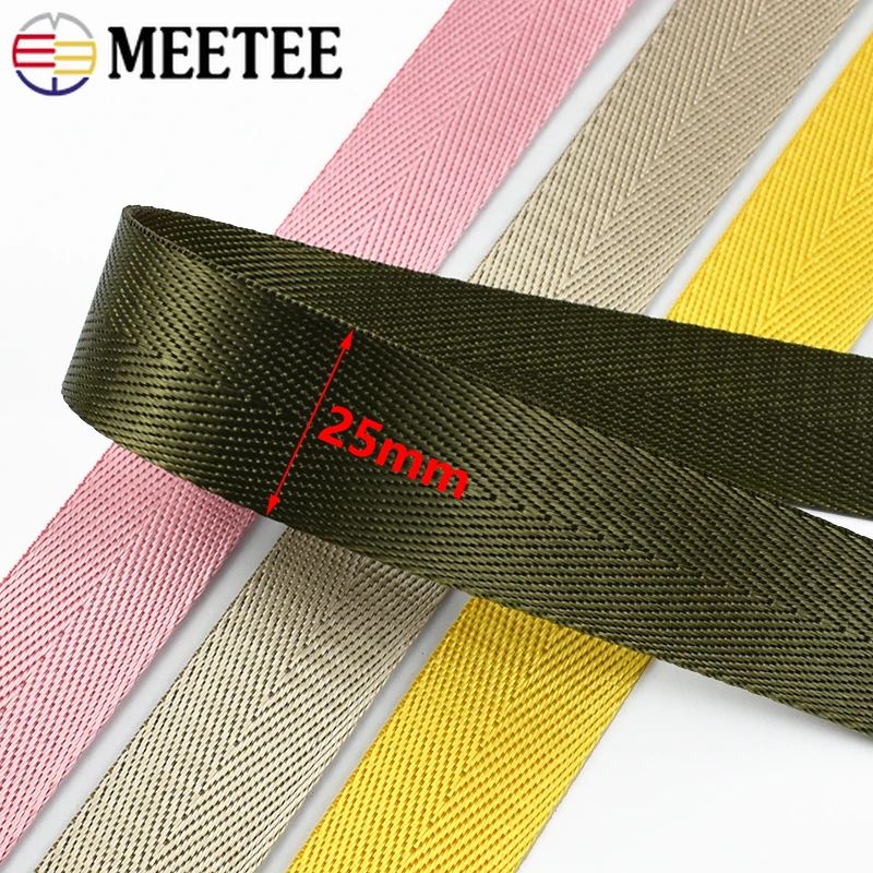 2/5/10M 25mm Meetee Nylon Gurtband Taschengurt Gewebtes Band 1mm Dicker Sicherheitsgurt Bandband Kleidung Schrägband Nähen Besätze Kit