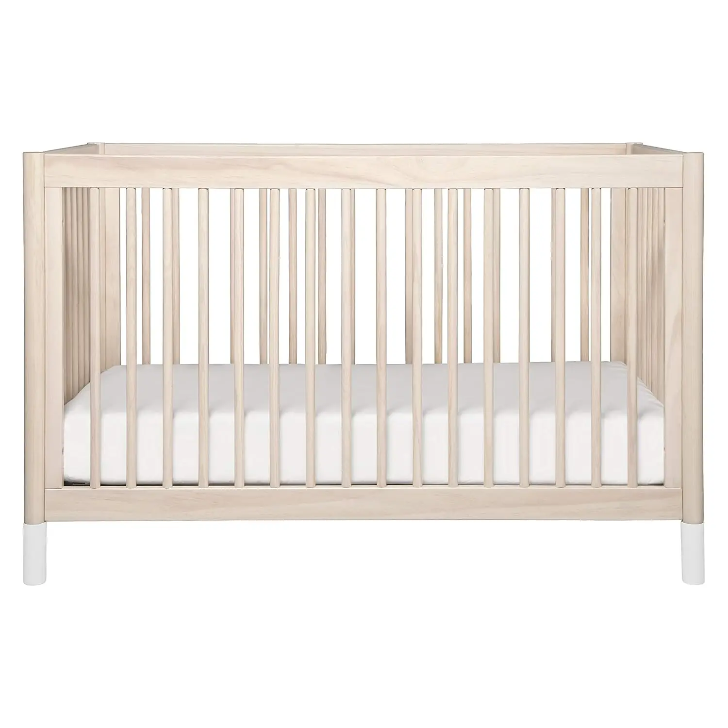 Gelato 4-in-1 Convertible Crib with Toddler Bed Conversion in Washed Natural and White, Greenguard Gold Certified