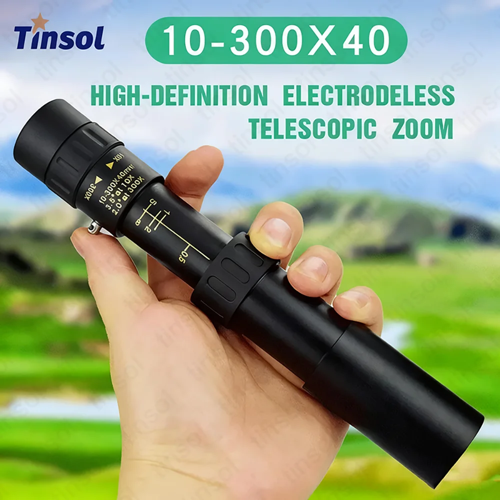 טלסקופ זום נייד לצילום עם טווח ארוך ומתקפל TINSOLNew 10-300X עם ראיית לילה לנסיעות