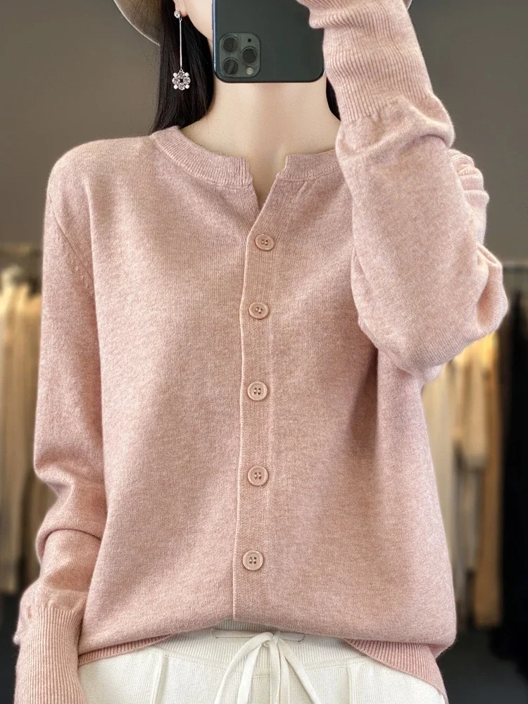 2026 Autumn Winter New Knit Women Cardigan Thin Short Coat Simple Versatile Loose Casual O-Neck Sweater Long Sleeve Outerwear