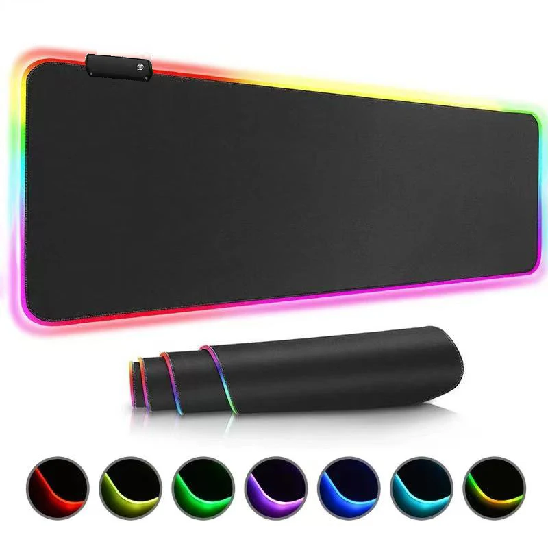 

Коврик для игровой мыши RGB, большой коврик для мыши 31,5 x 11,8 дюйма с 14 режимами освещения, нескользящая резиновая основа, большой коврик для клавиатуры для ПК