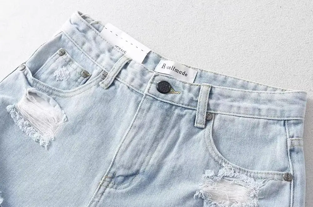 New Ripped Denim Shorts Rough Edge Design High Waist Loose Casual Jeans Hot Pants Booty Shorts