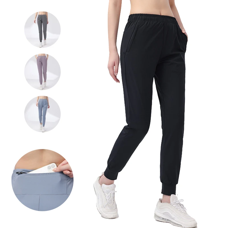 

(S-2XL) Женские штаны для йоги, спортивные леггинсы для бега с высокой талией и карманом на молнии, быстросохнущие эластичные зауженные брюки для тренажерного зала и фитнеса