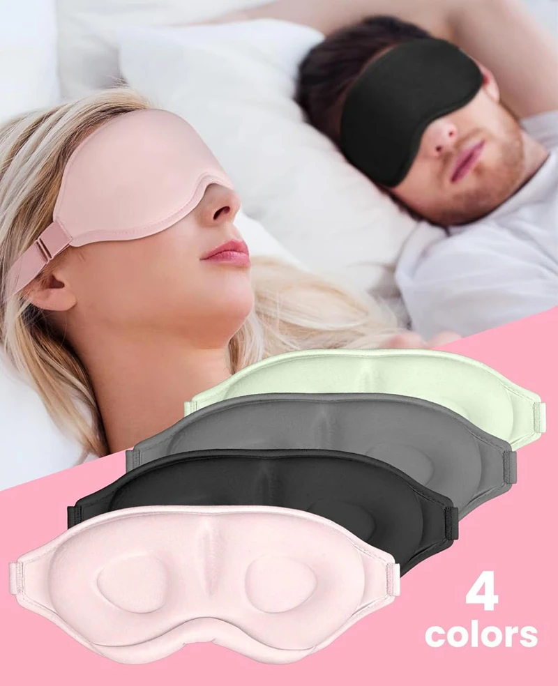 Masque de sommeil 3D, aide au repos en voyage, cache-yeux rembourré, masque de sommeil doux, bandeau pour les yeux, relaxant et massant