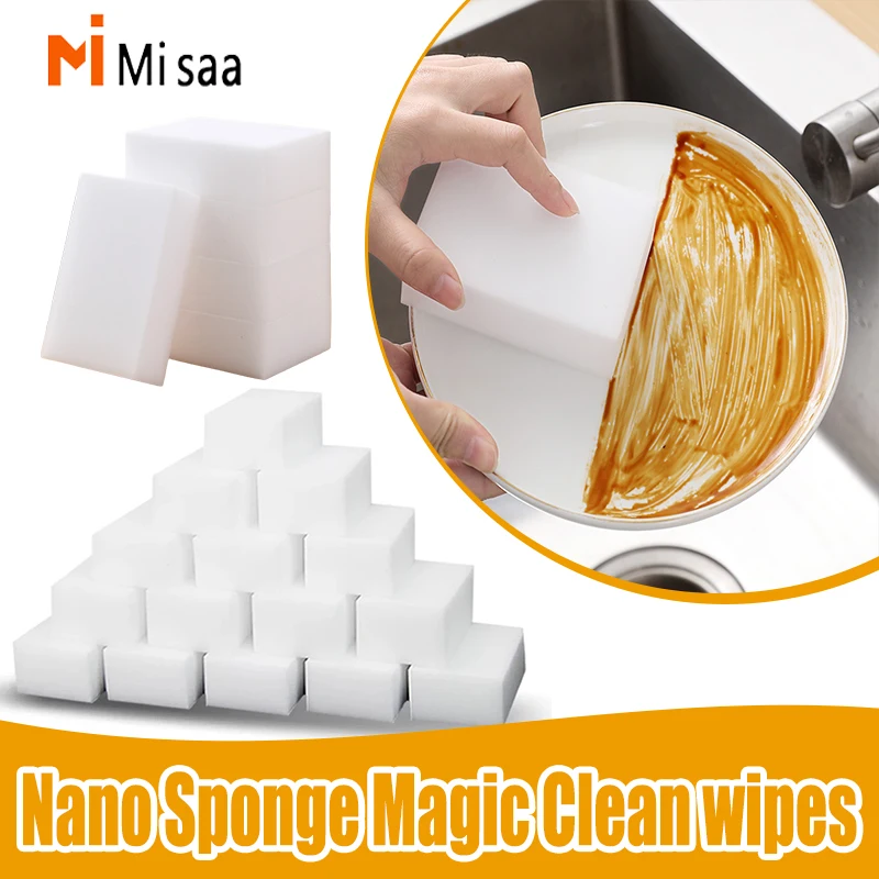 30/50/100/200pcs Sponge Eraser Sponge Cleaner Magic Sponge For Kitchen Bathroom Cleaning Tools Car Office Cleanser Tool Home