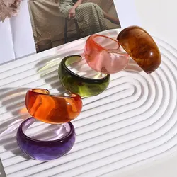 Colorful Acrylic Resin Irregular Open Bracelet Cuff Transparent Geometric Bracelet Bangle For Women Jewelry Gifts