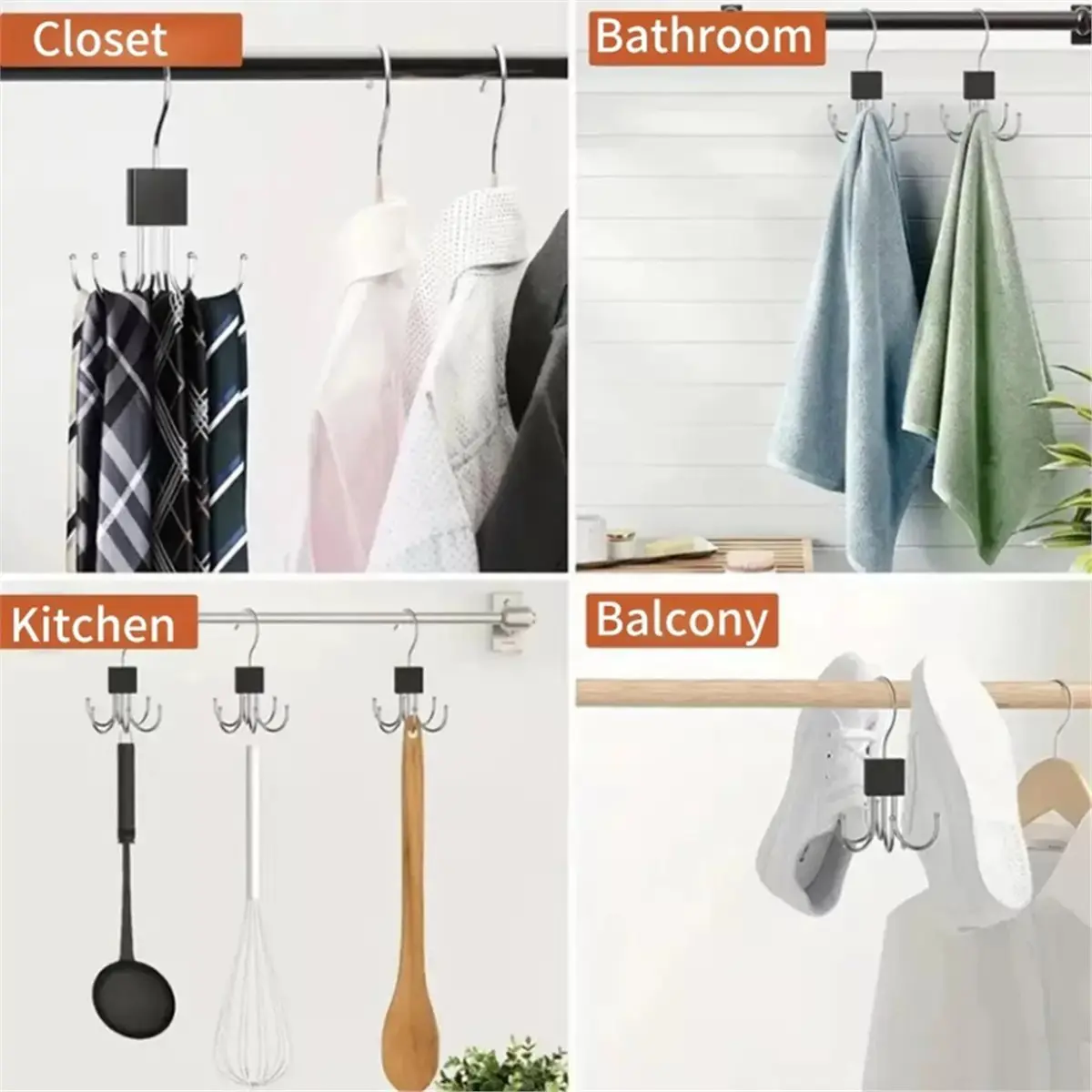 2pcs Rotating Belt Hanger Metal Organizer for Belts Scarves Ties Bra Home Dorm Storage Rack for Clothes Hangers