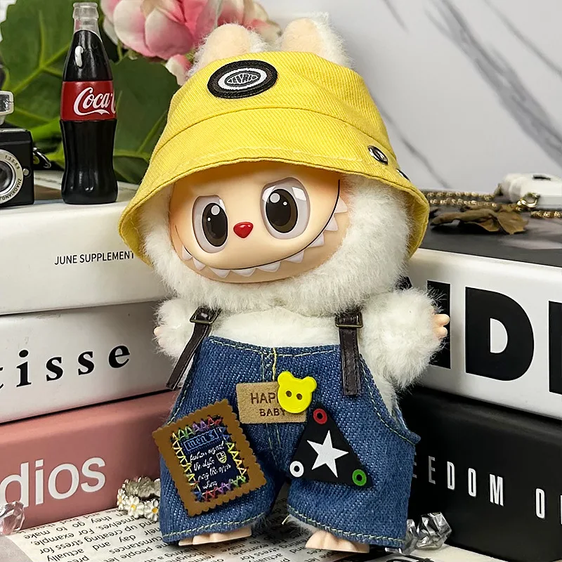 

Только одежда подходит для детской одежды Labubu Labubu One Two Three Generations 17 см 15 см Рыбацкая шляпа Комбинезон Летний тренд