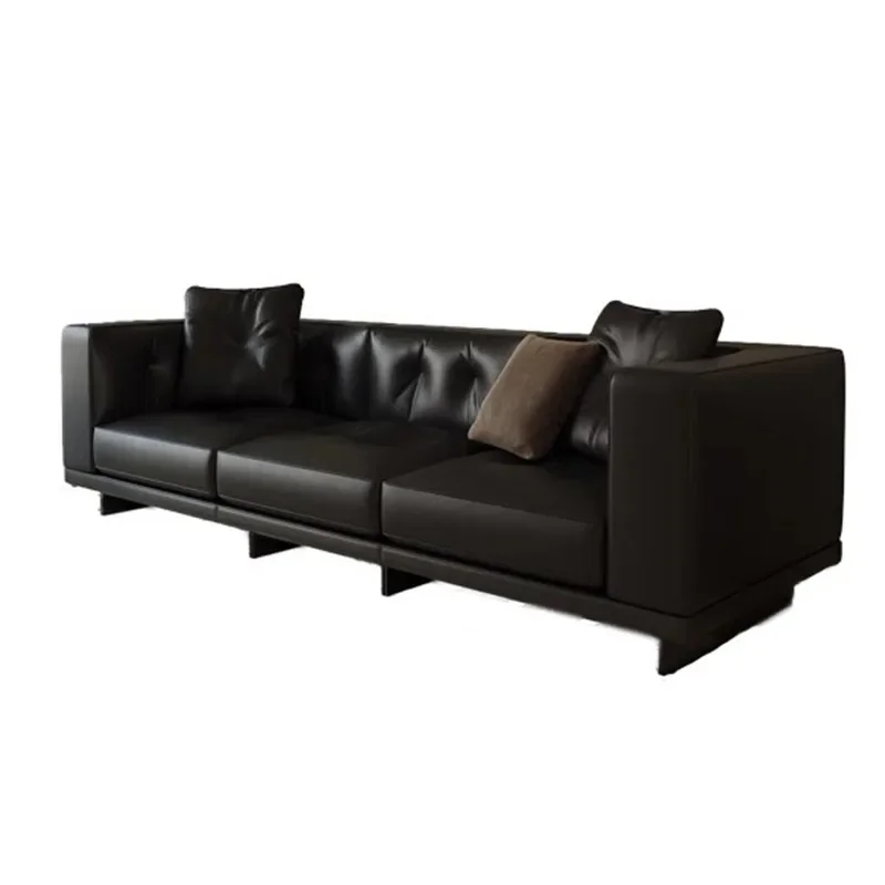 

Leather sofa, new Internet celebrity Dylan Italian style, minimalist 4-person corner light luxury living room, first layer cowh