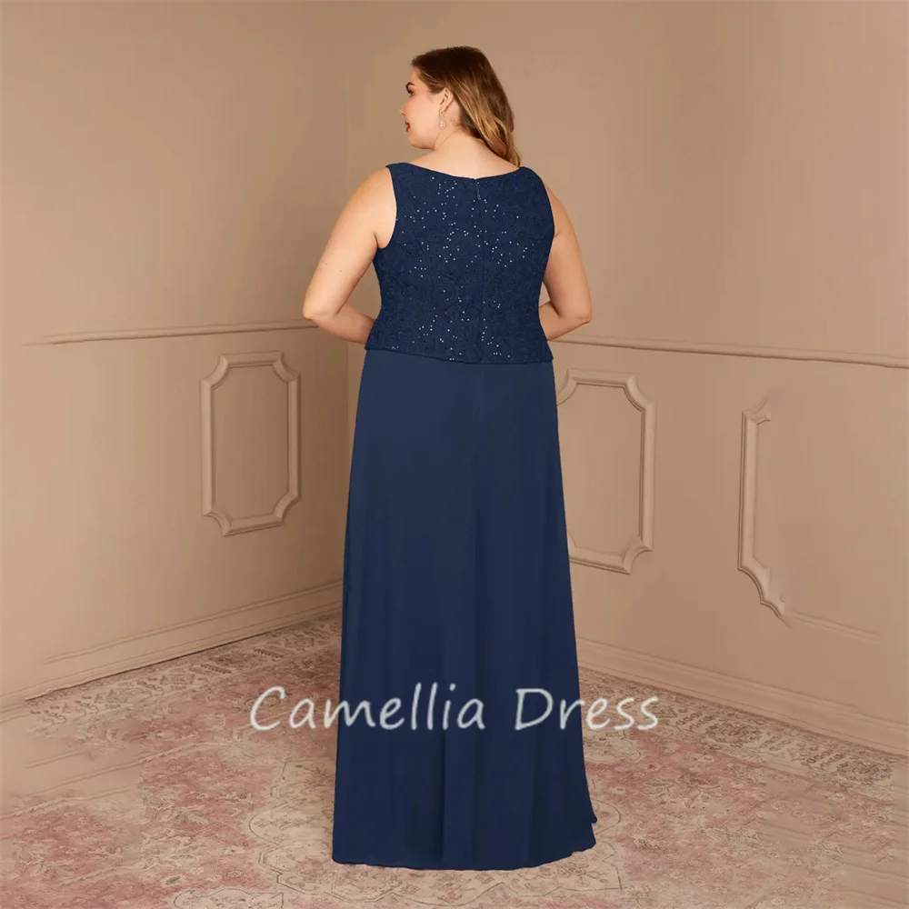 New Square Neck Mother Of The Bride Dress Sheath Sequins Chiffon Floor-Length Formal Dresses Vestidos Mae Da Noiva Casamentos