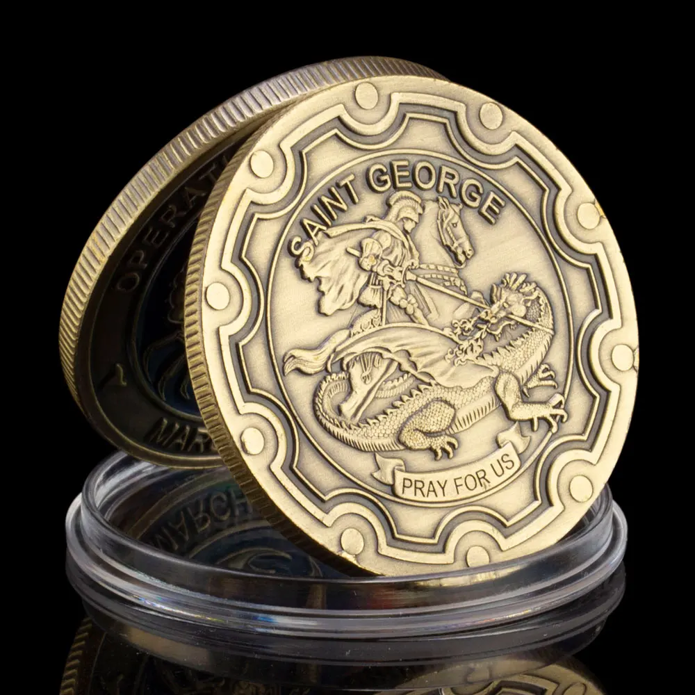 The Iraq War Souvenir Operation Iraqi Freedom Collection Art ST. George and The Dragon Pattern Bronze Plated Commemorative Coin