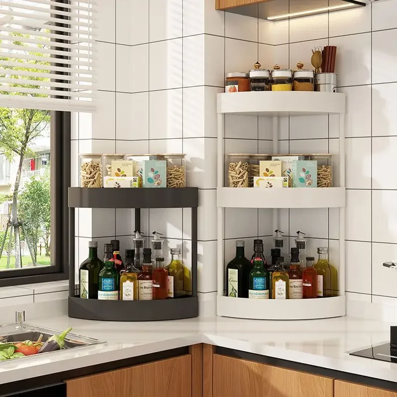 Kitchen Storage Rack Corner Countertop Seasoning Rack Storage Rack Snack Bathroom Washbasin Multifunctional