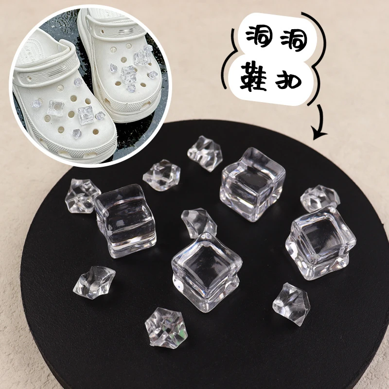 12pcs ABS Ice Cube Shoe Charms Clear, Transparent, Easy to Install & Remove Ideal for Christmas, Thanksgiving Decorations