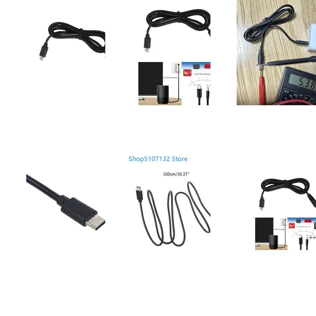 87HD Type C to 5V 5.5x2.1mm Charging Cable for Router Laptop Speaker Modem LED