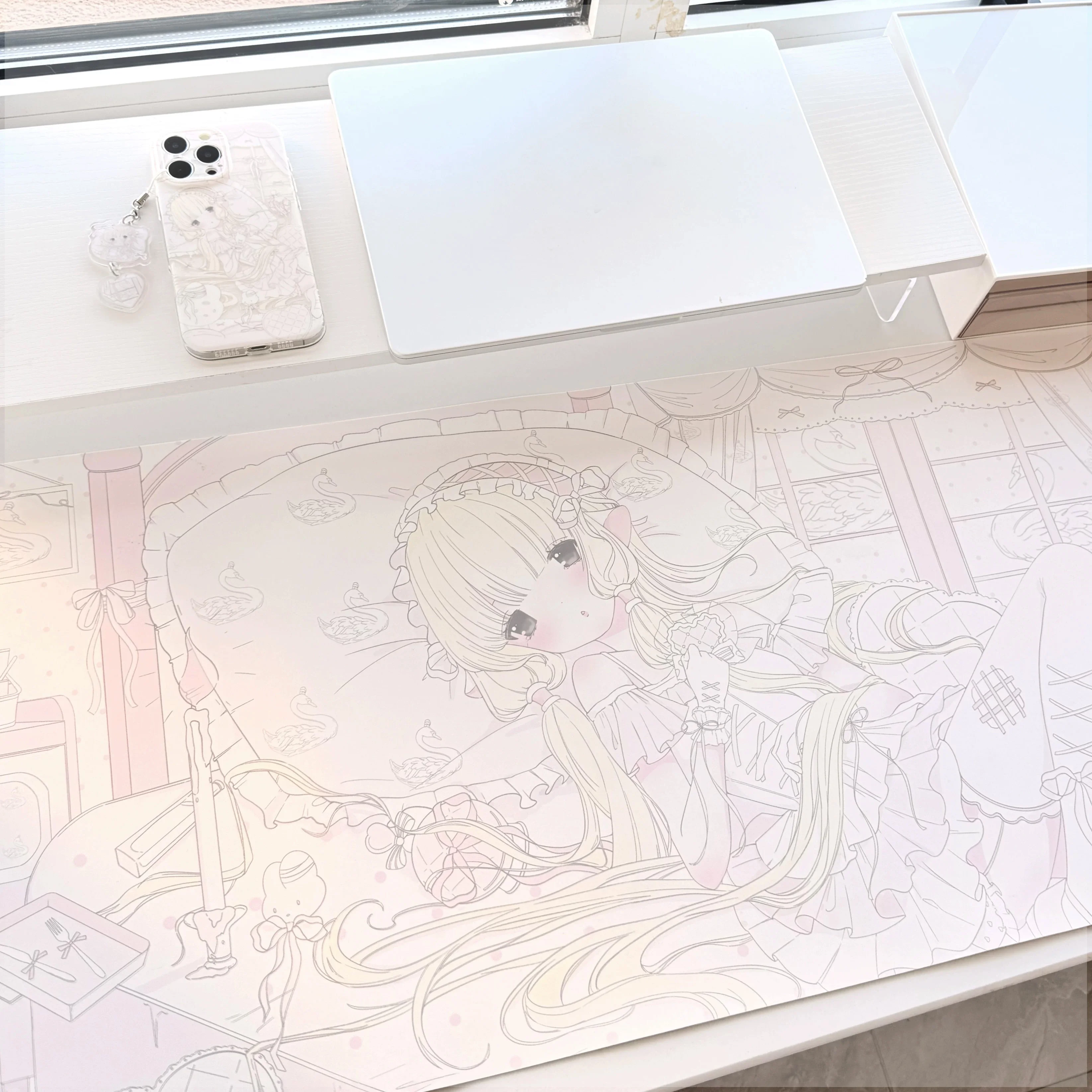 

Sweet Cute Cartoon Kitten Pu Leather Mousepad Office Desk Mat Mouse Pad Computer Speed Type Carpet Mat Player Laptop Keyboar