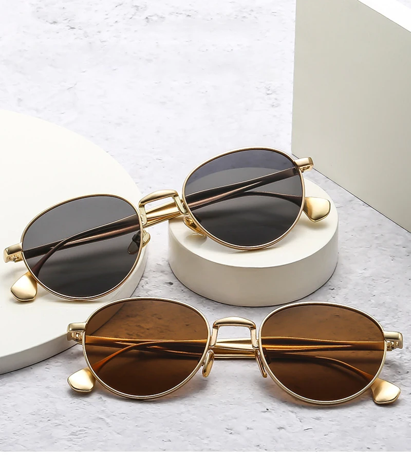 SHAUNA Retro Metall Runde Punk Männer Sonnenbrille Shades UV400 Mode Trend Gradienten Frauen Sonnenbrille – Detail 2