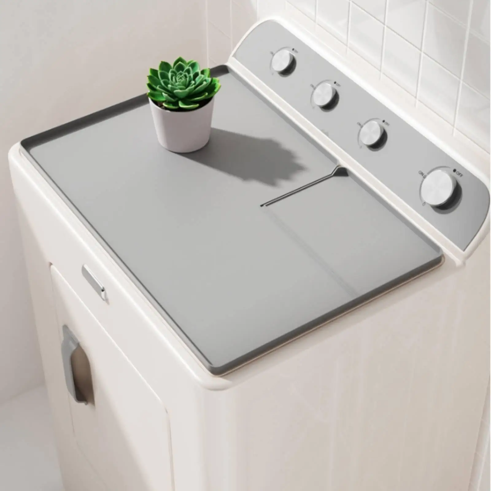Appliance Top Silicone Mat for Dryer Raised Edge Spill Catcher Pad for Washer Countertop Utility Workspace Shield