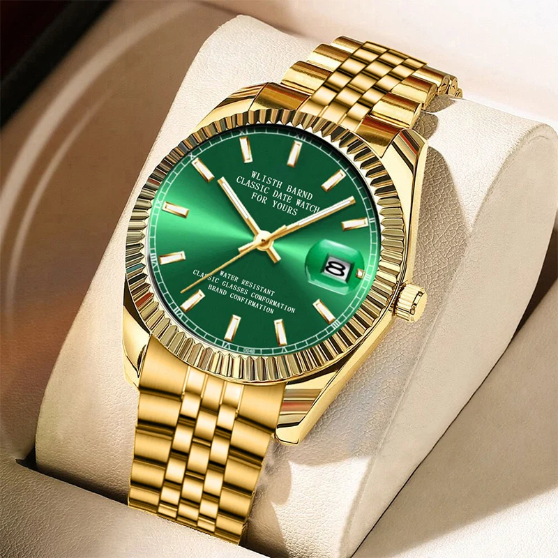 Relógio masculino de luxo relógio de quartzo casual à prova dwaterproof água luz noturna calendário pulseira de aço inoxidável relógio mecânico relógios