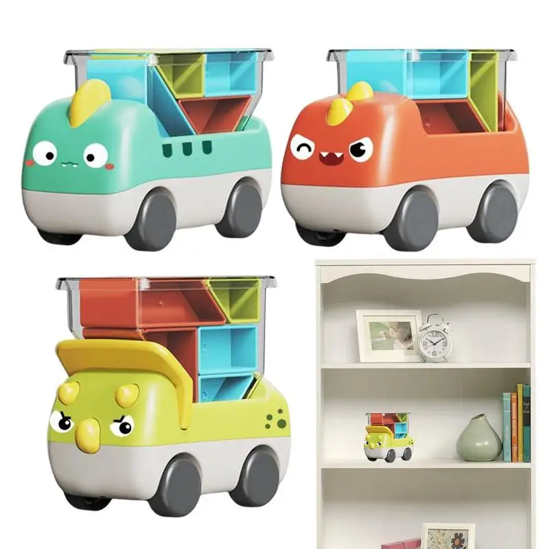 Dinosaur Truck Learning Cube for Kids, Brinquedo Montessori, Habilidades Motoras Finas, Arco-íris, Criança, 3 Pcs