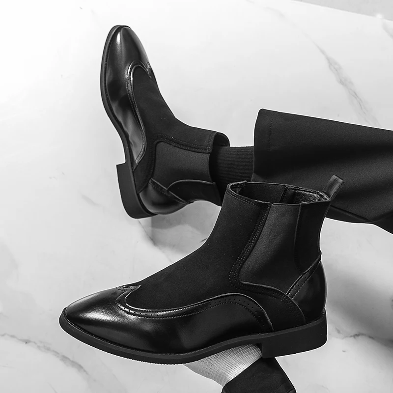 

Men's high top leather shoes Casual and comfortable gentleman style Office Business Adult hot selling autumn and winter shoes