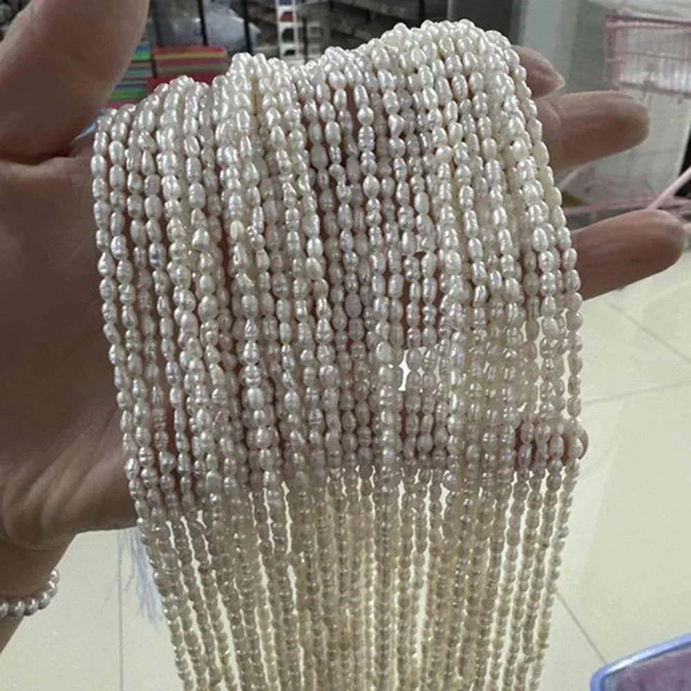 2,8-3,3mm Fabrik-Großhandel Natürliche Süßwasserperlen Reisförmige Isolierte Perlen Schmuckherstellung DIY Halskette Armband Zubehör Hochzeit – Detail 6