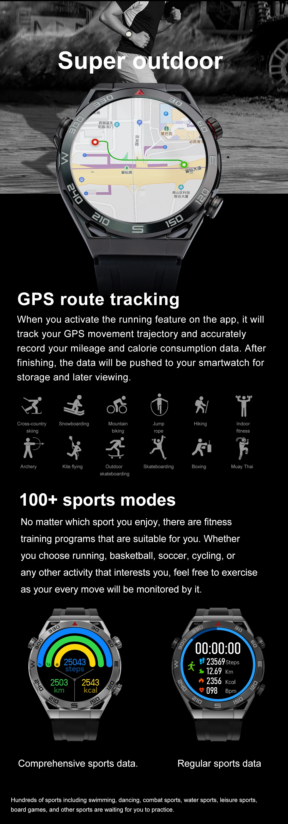 ساعة ذكية GPS تحديد المواقع وضع البوصلة الأعمال الرياضة نمط بلوتوث دعوة NFC ECG معدل ضربات القلب IP68 مقاوم للماء DT الترا ماتي