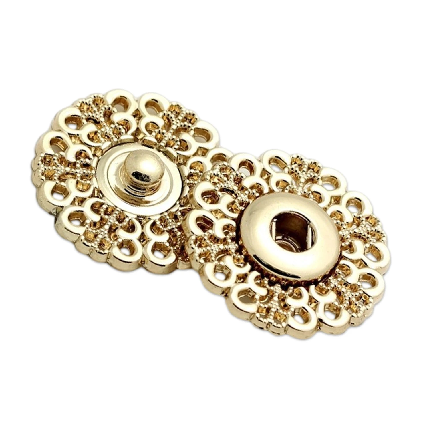 Metal Snap Button 15mm 18mm 21mm Clasp Buttons Hollow Flower Invisible Coat Buttons Fashion Suit Buckle
