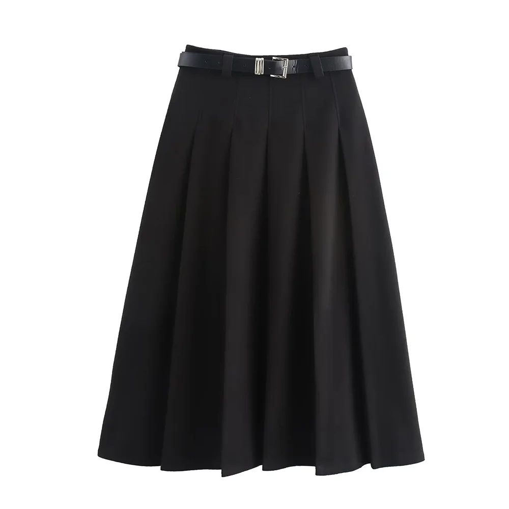 

Autumn new fashionable women's clothing casual elegant design sense pleated skirt herringbone umbrella skirt half skirt