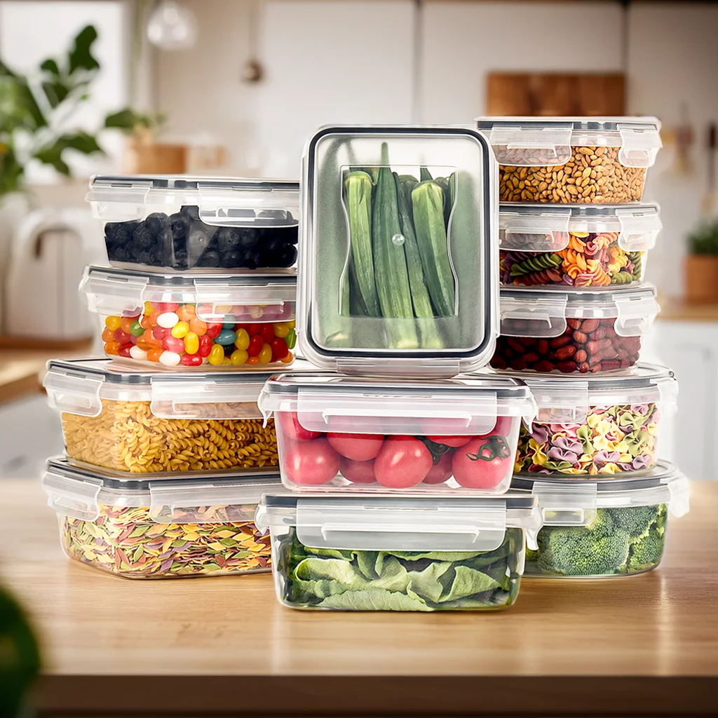 Kitchen Lunch Box 12-Piece Container Set, Refrigerator And Microwave Safe Fresh-Keeping Lunch Box