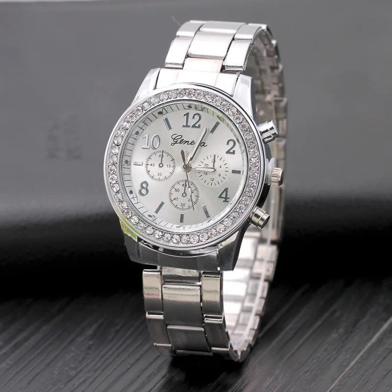 fashion rhinestone stainless steel quartz women watch