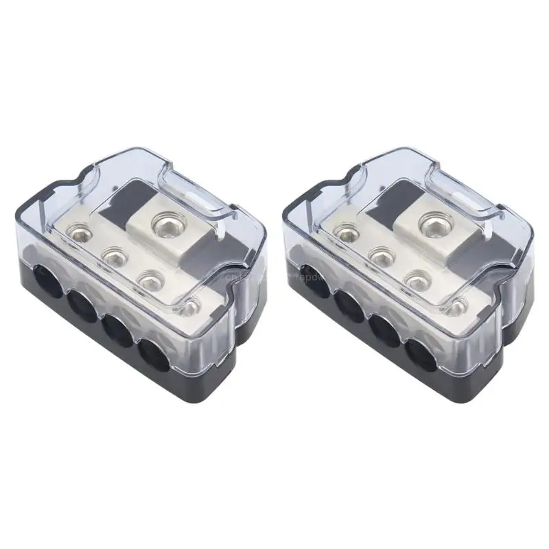 Car Sound Frequency Power Distribution Block, 1 In 4 Out Cable Connector with Hexagonal Wrench and Conversion Heads Tool