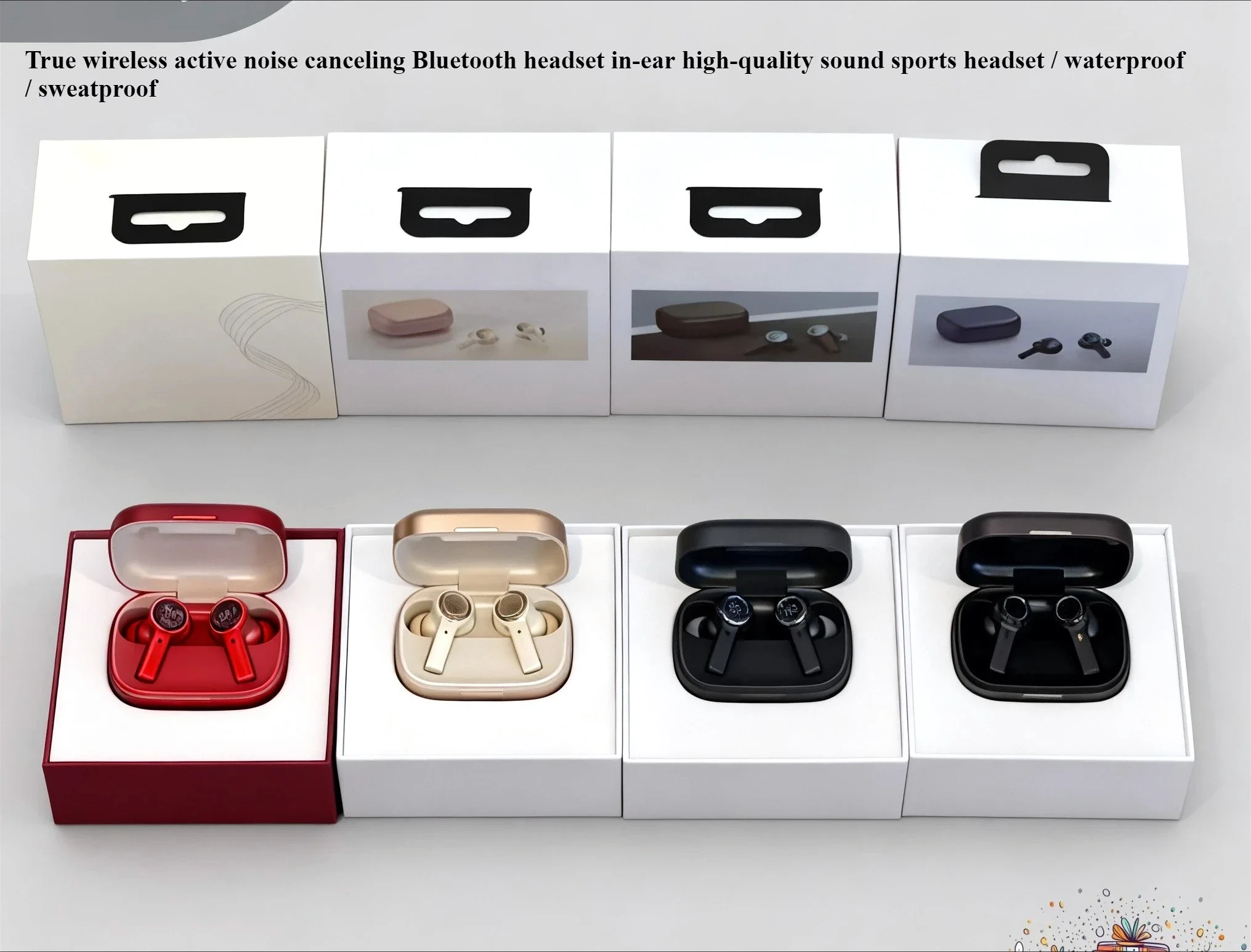 

Настоящая беспроводная Bluetooth-гарнитура с активным шумоподавлением, высококачественная звуковая спортивная гарнитура-вкладыш/водонепроницаемая/защита от пота 1