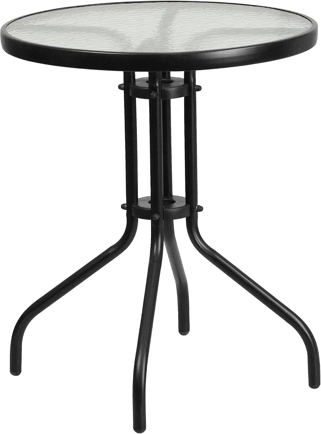 

23.75" Round Indoor/Outdoor Tempered Glass Metal Frame Side Table