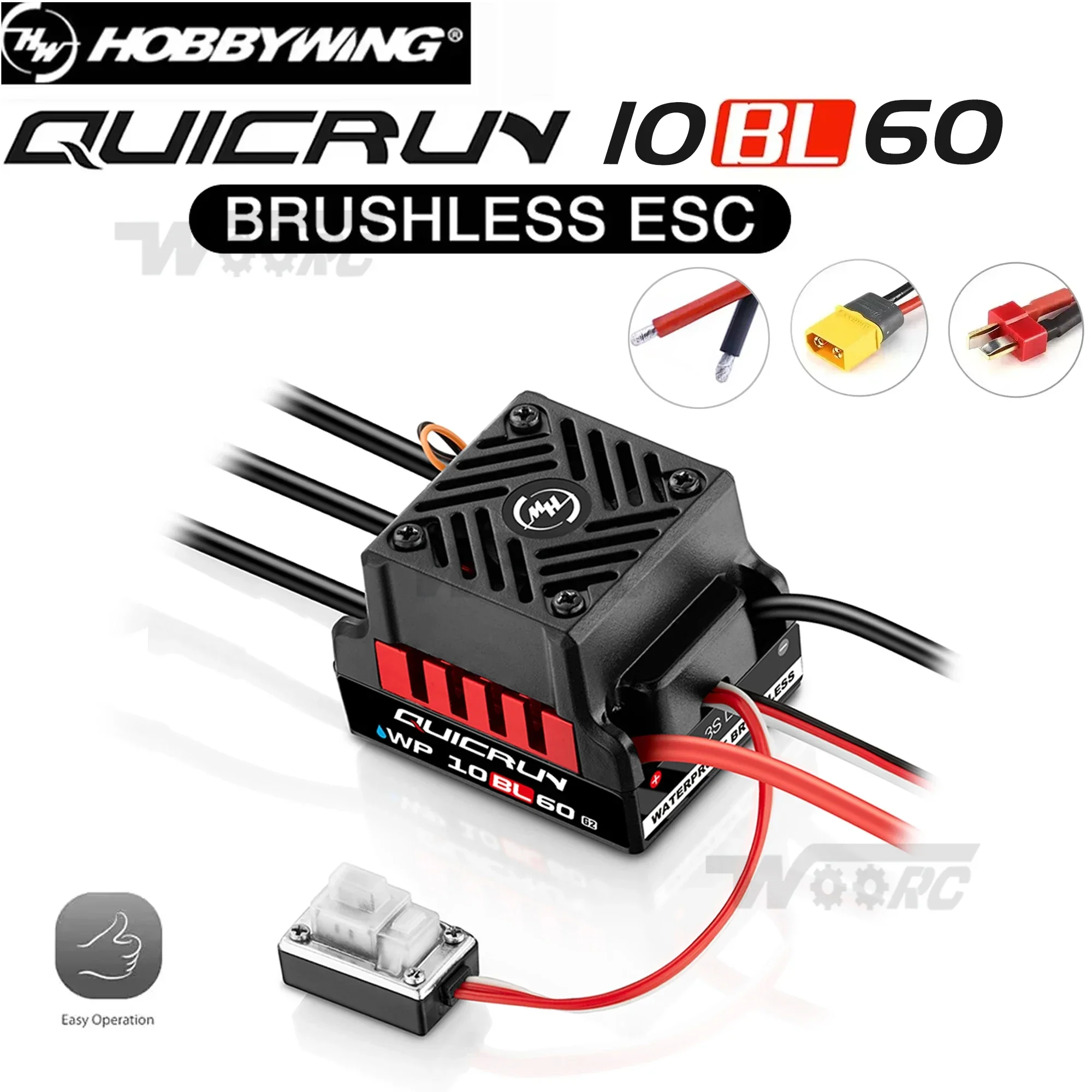 

Hobbywing QuicRun WP 10BL60 60A G2 Waterproof 2-3S Brushless ESC for 1/10 RC Car On-road Racing Drift Off-road Buggy Monster