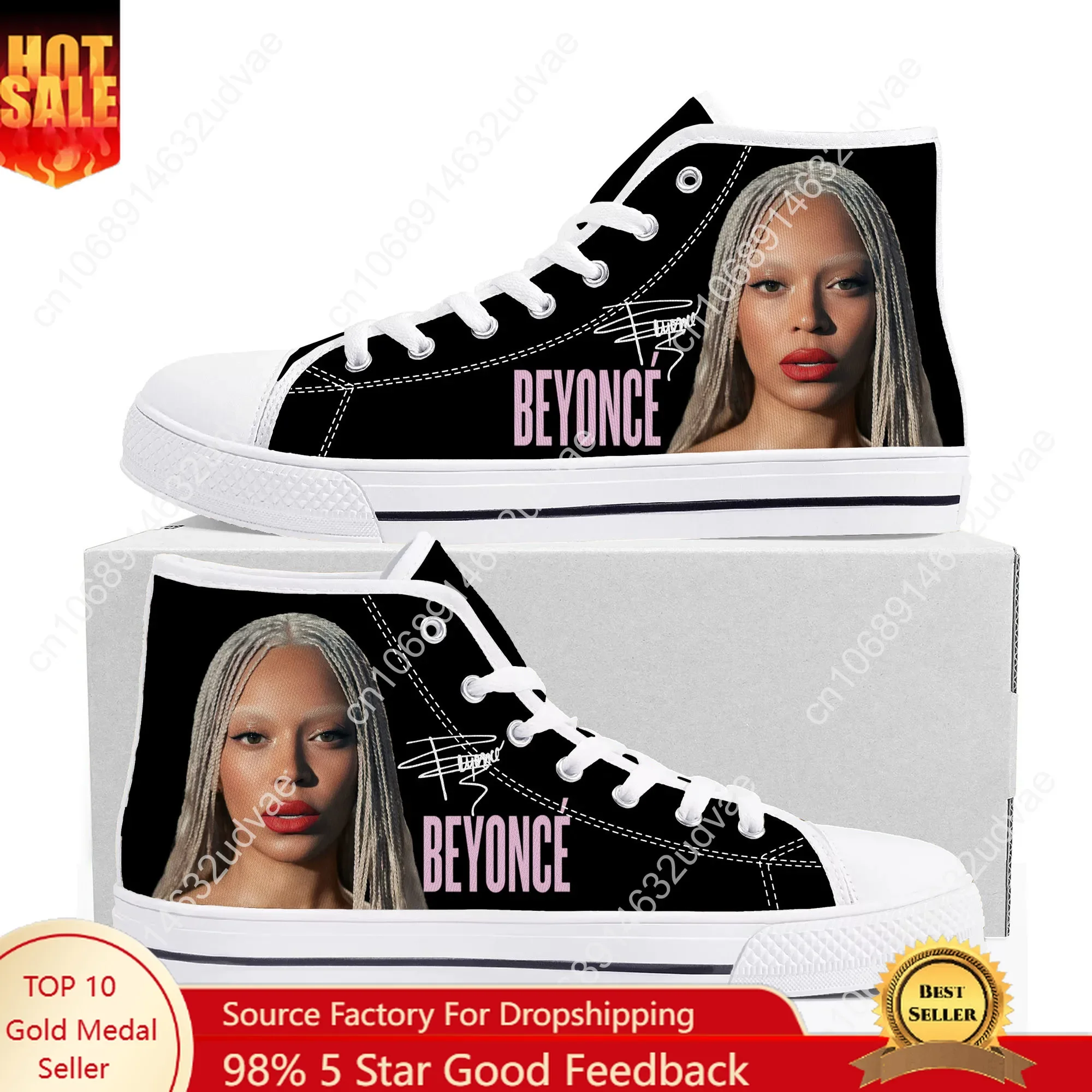 

Beyoncé High Top Sneakers Mens Womens Teenager High Quality Canvas Sneaker 3D Print Casual Couple Shoes Personalized Shoe