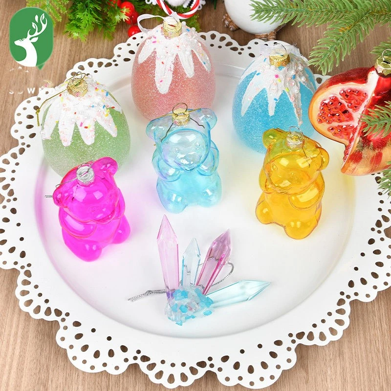 Cute Seasonal Glass Tree Decoration Bear Ice Cream Musical Note Butterfly Hand Painted Motif For Xmas Indoor Family Display