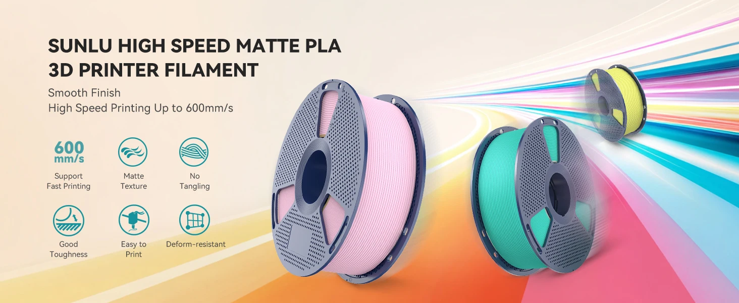 SUNLU PLA Classic 3D-Filament 1,75 mm 600 mm/s Hochgeschwindigkeits-Matt-PLA-Filament, verwicklungsfrei, für die meisten FDM-3D-Drucker, schneller Versand – Detail 2