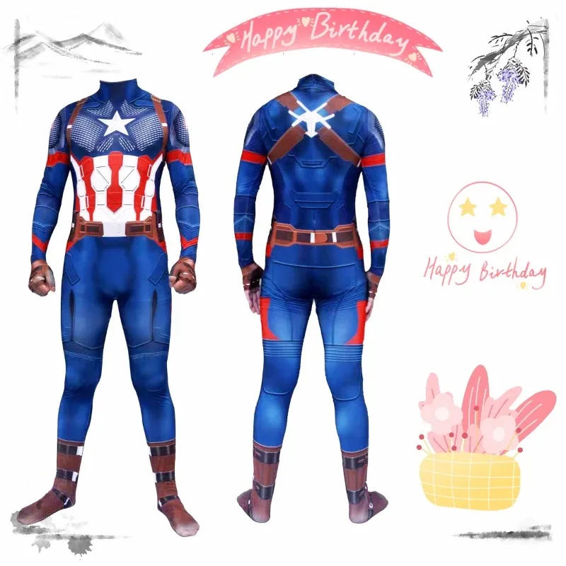 

2025 New Avengers Captain America Cosplay Jumpsuit Cosplay Costume Superhero Adult Kids Halloween Carnival Party Show Bodysuit
