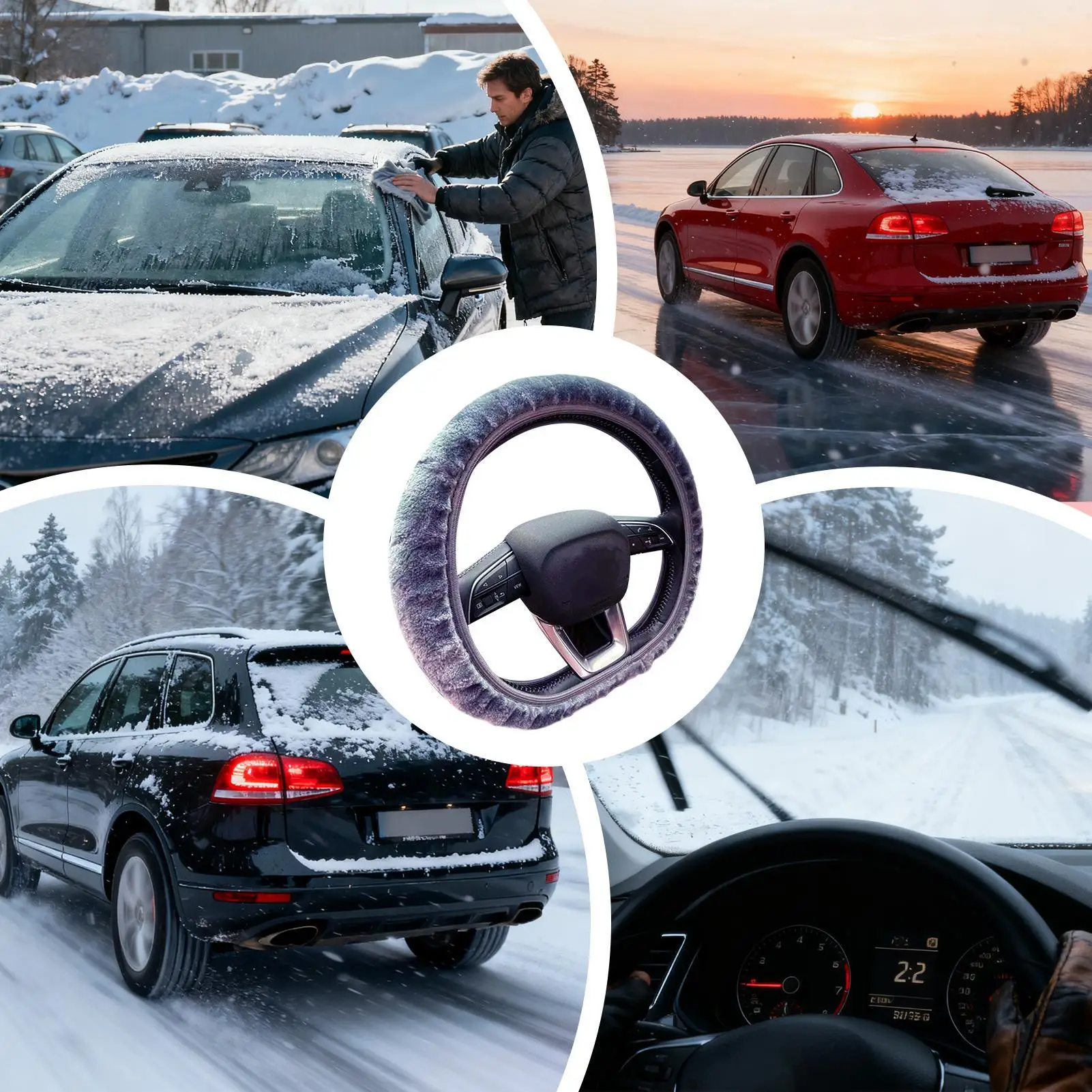 

Furry Steering Wheel Covers Warm Breathable Soft Fuzzy Elastic Auto Accessories Steering Wheel Cover Protector For Sedans SUV