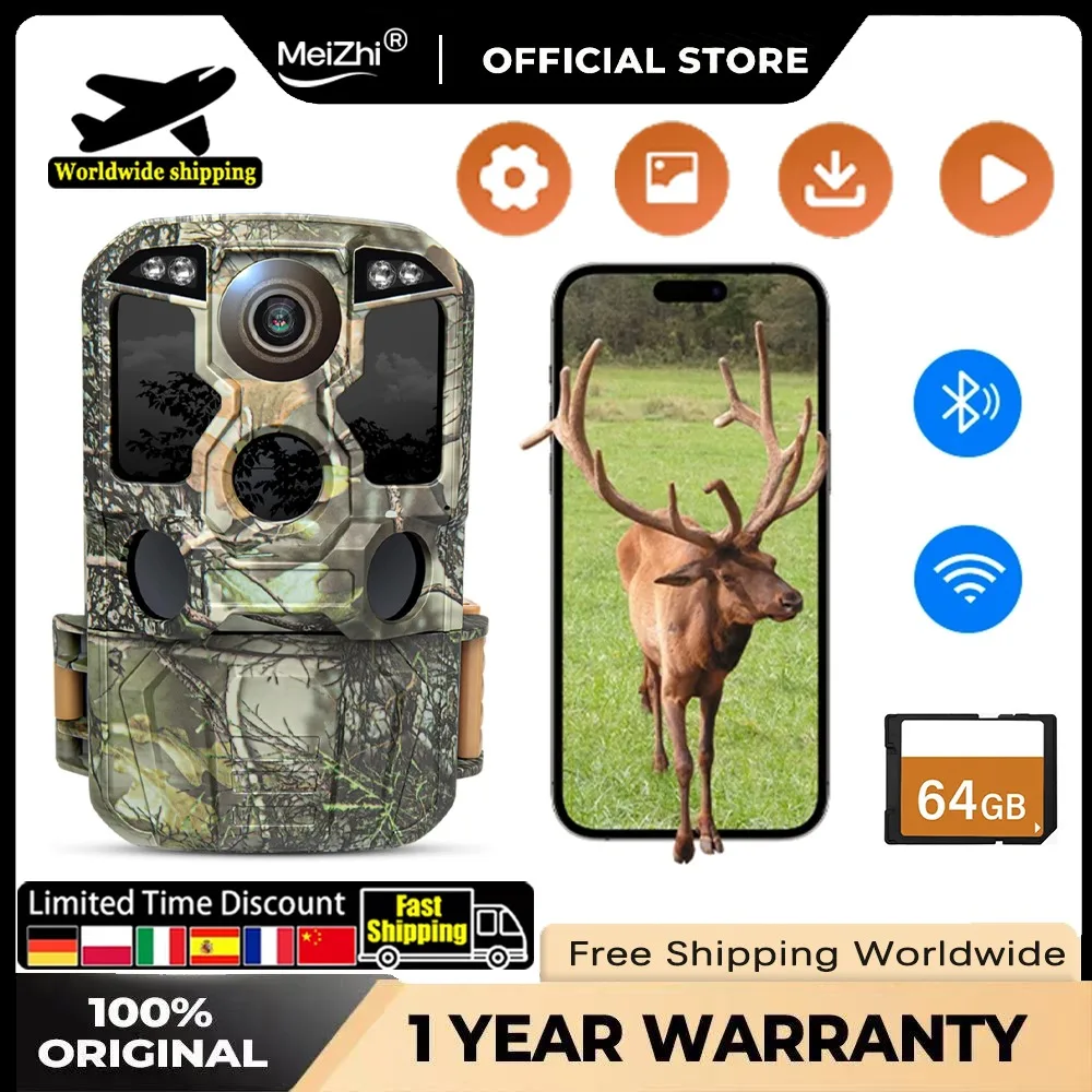 

WiFi Trail Camera 4K 48MP-0.05s Motion Activated Trigger,Infrared Night Vision,IP67 Waterproof Wildlife Photo Traps,Wild Camera