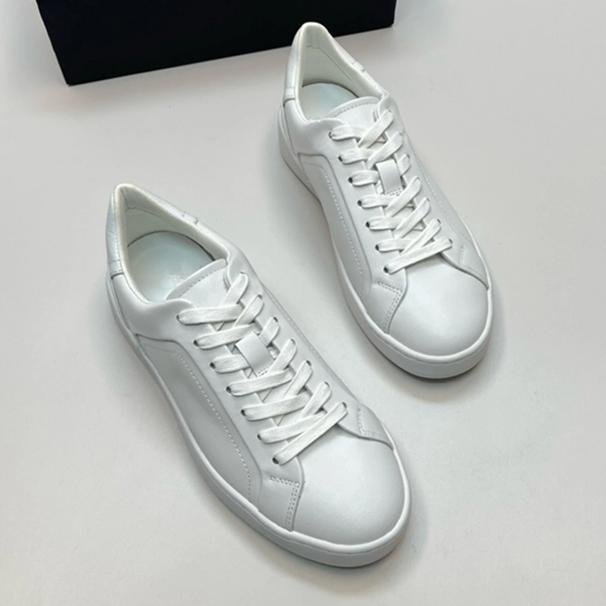

Dave&Di Nordic Minimalist White Shoes Genuine Leather Vulcanized Shoes Women Fashion Girls Flat Sneakers Women